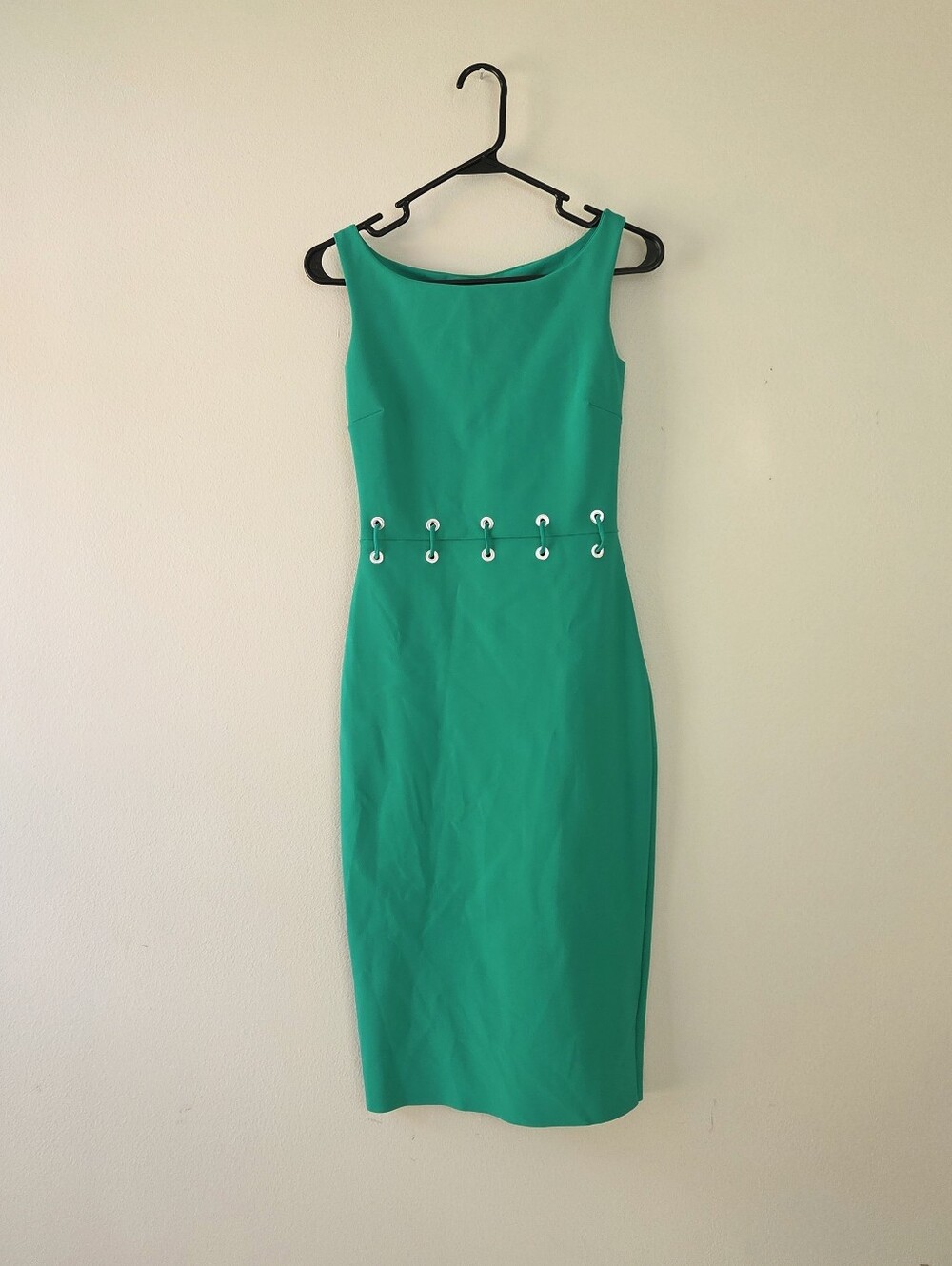 Chiara Boni Maria Iris Boat-Neck Sleeveless Grommet-Waist Dress Green Size 40